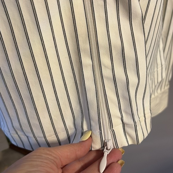 Boston Proper white striped STRETCH 2 way ZIPPED shirt jacket lightweight Med - Picture 3 of 14